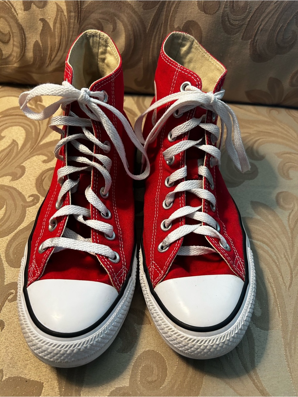 Converse Chuck Taylor All Star High Top Red White Sneakers Mens 8 Womens 10 Shoe